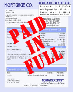A mortgage document that has been marked as paid in full.